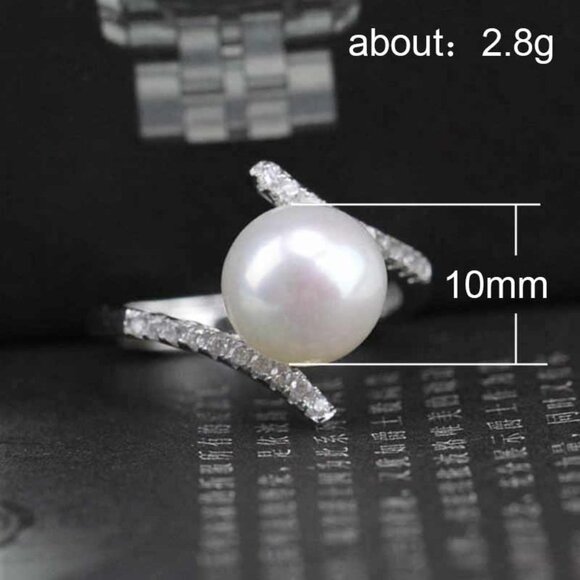 Sweet Beautiful Pearl CZ Twisted Anillos Elegant Silver Ring for Women, VIP562 - Picture 6 of 6